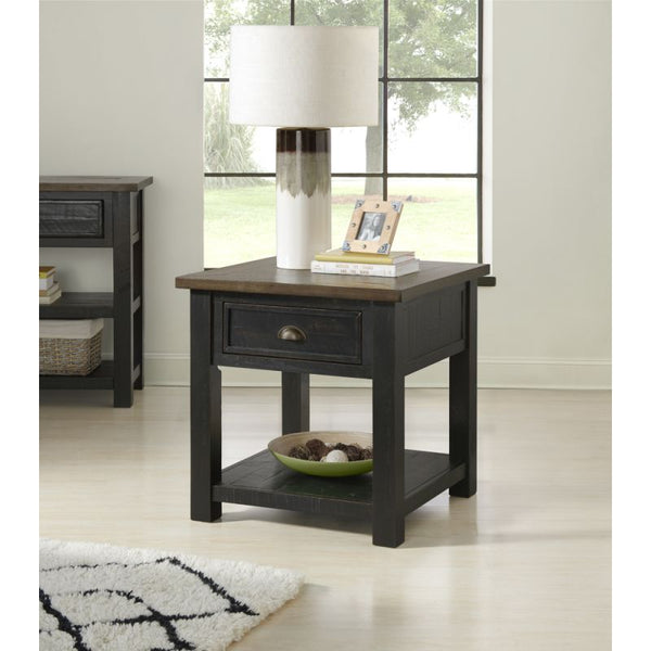 MONTEREY END TABLE, BLACK AND BROWN