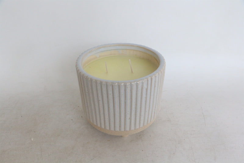 6" Ridged Scented Candle, Beige  20oz image