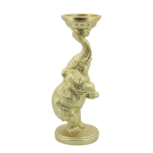 Resin, 14"h Elephant Candle Holder, Gold image