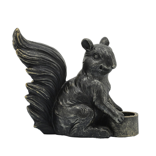 Resin, 6"h Squirrel Votive Holder, Bronze image