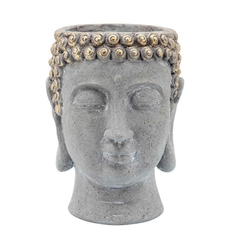 9" Buddha Head Planter, Gray image