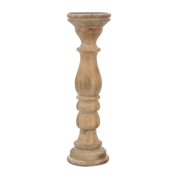 14" Wooden Pillar Holder, Natural image