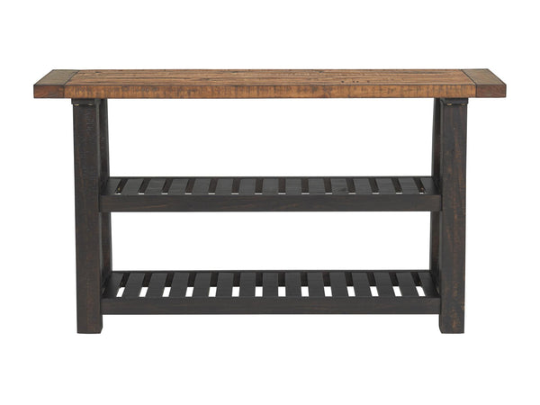 BOLTON SOFA TABLE - BLACK SATIN & NATURAL