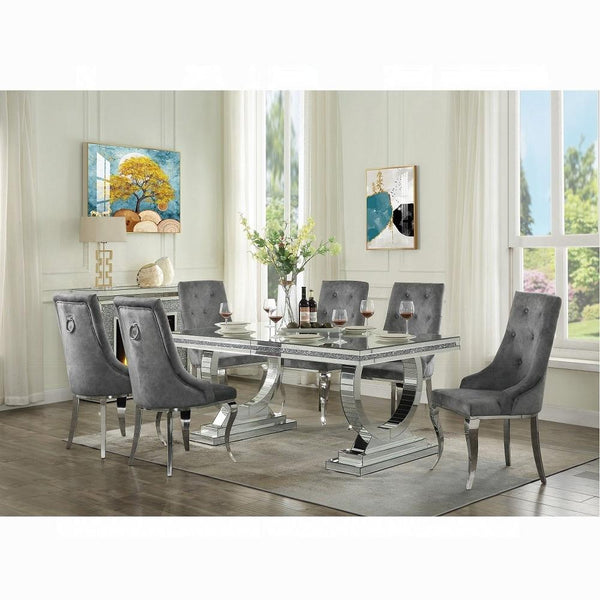 Dekel Gray Fabric & Stainless Steel Side Chair
