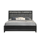 Obsidian 5/0 Q Headboard, Footboard & Slats-Black
