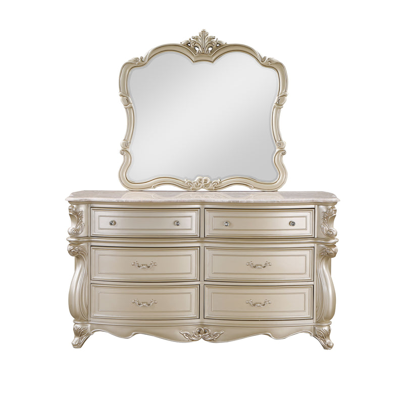 Monique Dresser W/Marble Top-Champagne