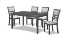 Gia 5 Pc 60" Dining Table & 4 Chairs-Gray