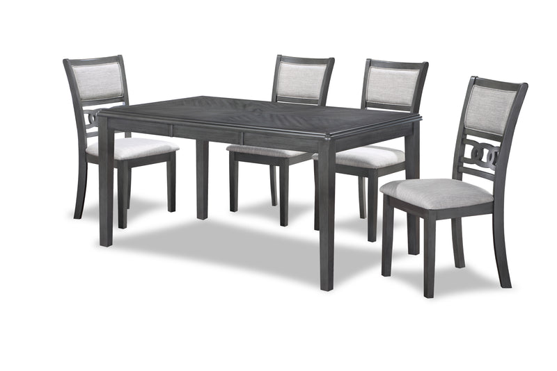 Gia 5 Pc 60" Dining Table & 4 Chairs-Gray