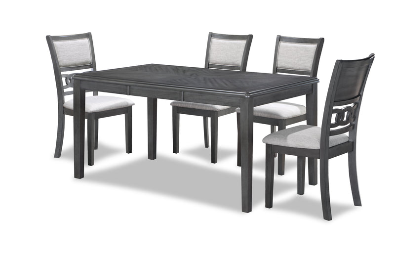 Gia 5 Pc 60" Dining Table & 4 Chairs-Gray