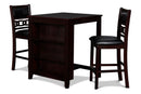 Gia 3 Pc 30" Storage Counter Table & 2 Chairs-Ebony