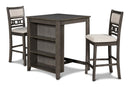 Gia 3 Pc 30" Storage Counter Table & 2 Chairs-Gray
