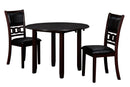 Gia 3 Pc 42" Drop Leaf Dining Table & 2 Chairs-Ebony