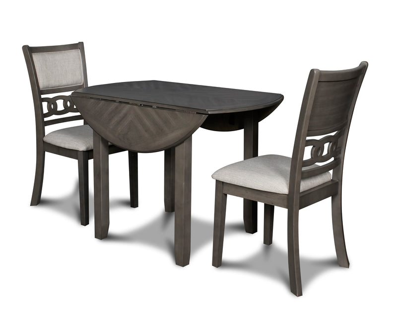 Gia 3 Pc 42" Drop Leaf Dining Table & 2 Chairs-Gray