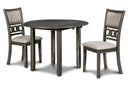 Gia 3 Pc 42" Drop Leaf Dining Table & 2 Chairs-Gray