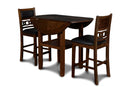 Gia 3 Pc 42" Counter Drop Leaf Table & 2 Chairs-Brown
