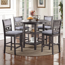 Gia 5 Pc 42" Round Counter Dining Table & 4 Chairs-Gray