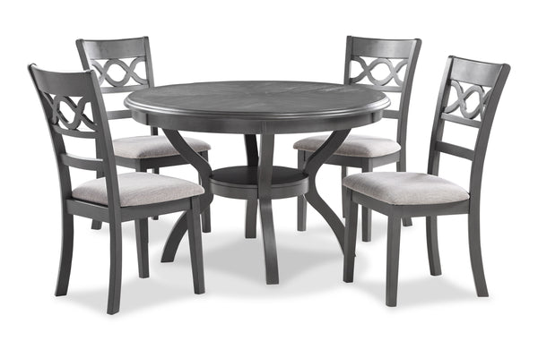 Cori Round Dining 5 Pc Set-Gray