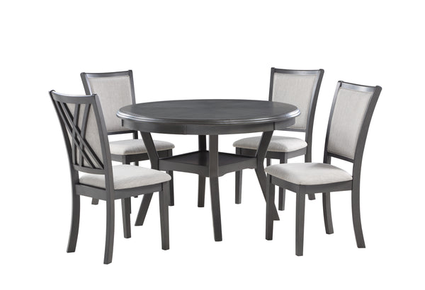 Amy 5 Pc 47" Round Dining Set-Gray