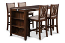 Amy 5 Pc 60" Counter Storage Table+Chairs-Brown Cherry
