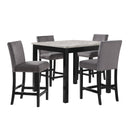 Celeste 5Pc 42" Marble Finish Counter Table & 4 Chairs-Gray