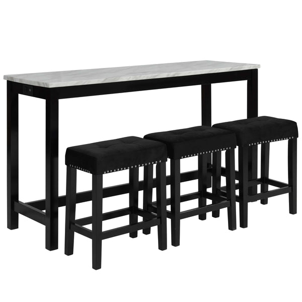 Celeste Theater Bar Table W/ 3 Stools-Black