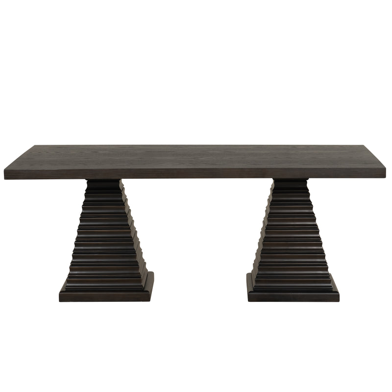 Plateau Rectangle Table Pedestal Base-Rustic Espresso