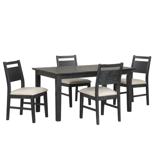 Sable Crest 5 Piece Rectangle Dining Table & 4 Chairs-Black