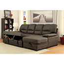 ALCESTER Brown & Gray Sectional w/ Sleeper, Ash
