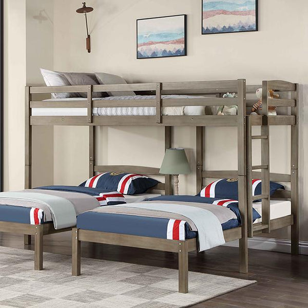 HORTENSE Triple Twin Bunk Bed, W. Gray image