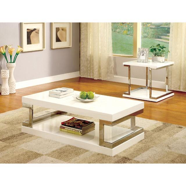 MEDA White/Chrome Coffee Table, White image