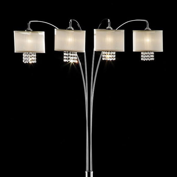 Claris Ivory/Chrome Arch Lamp, Hanging Crystal image