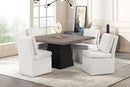 Broager 5 Pc Dining Table Set (White Swivel Chairs)