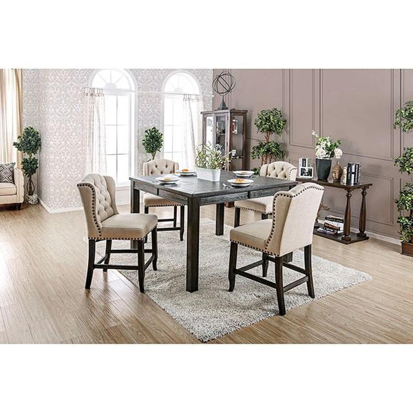 SANIA III Antique Black, Ivory Sq Counter Ht. Table
