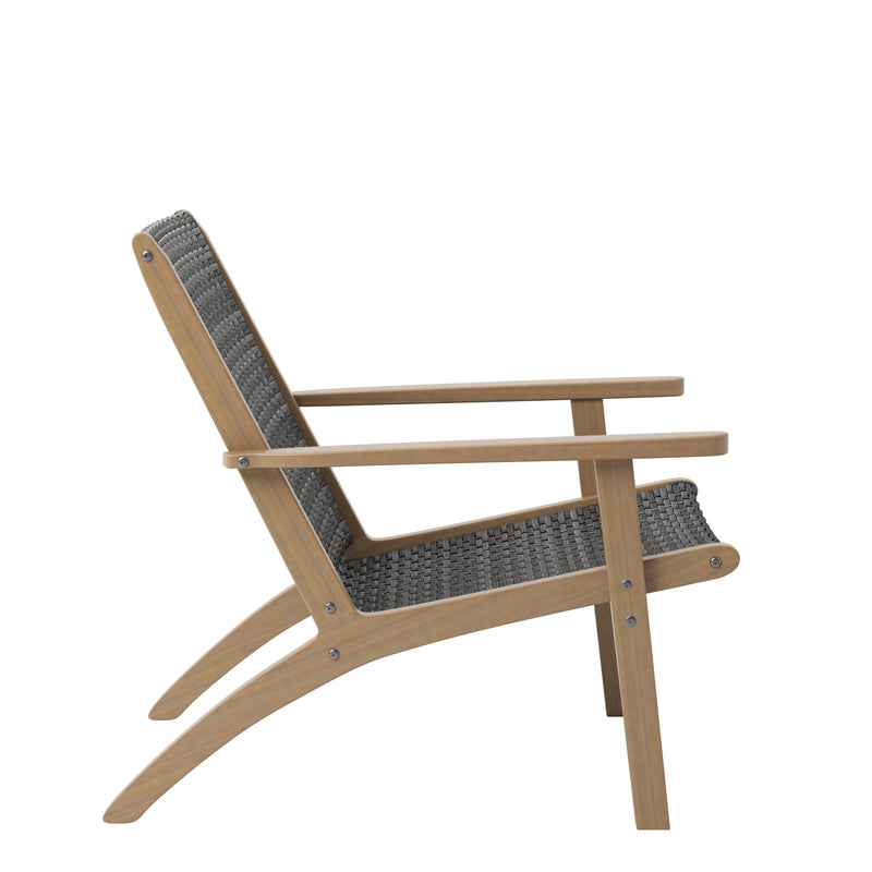 Radius Patio Wood And Gray Wicker Side Chair (2 Per Carton)