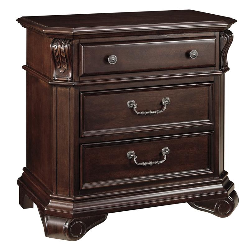 Emilie 3 Drawer Night Stand in English Tudor