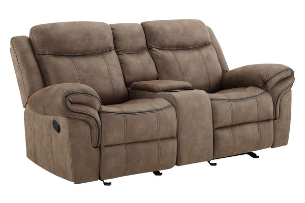 New Classic Furniture Harley Glider Console Loveseat with Power Footrest in Light Brown image