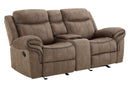 New Classic Furniture Harley Glider Console Loveseat with Power Footrest in Light Brown