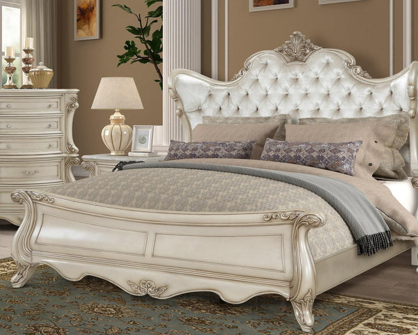 New Classic Furniture Monique Queen Panel Bed in Pearl