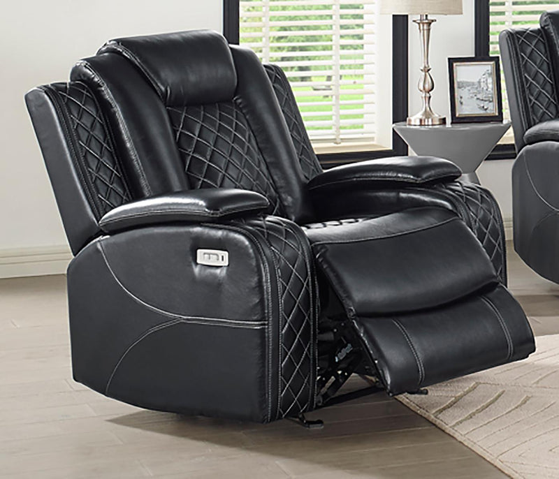 New Classic Furniture Orion Glider Recliner with Power Headrest and Footrest in Black