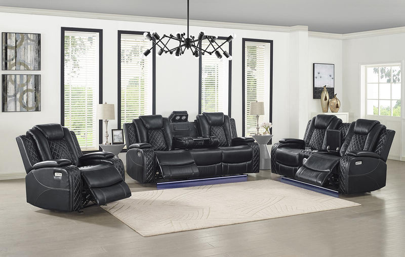 Orion Sofa with Power Headrest and Footrest in Black