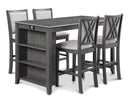 AMY 60" COUNTER TABLE+CHAIRS W/STG (5 PCS) -GRAY