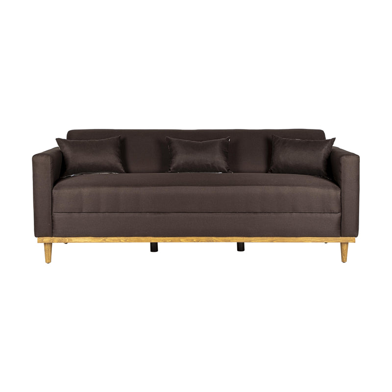 AIDEN SOFA W/3 THROW PILLOWS-CHOCOLATE