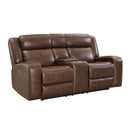 ATTICUS CONSOLE LOVESEAT W/PWR HR & FR-MOCHA