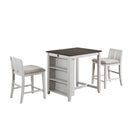 HESTON 36" STORAGE COUNTER TABLE SET W/2 CHAIRS-WHITE/GRAY