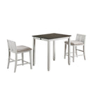 HESTON 36" STORAGE COUNTER TABLE SET W/2 CHAIRS-WHITE/GRAY