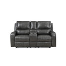 LINTON LEATHER CONSOLE LOVESEAT W/ PWR FR-GRAY
