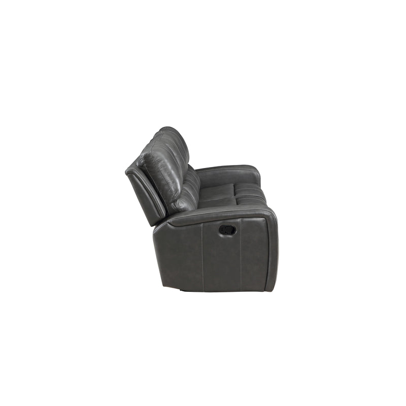 LINTON LEATHER SOFA W/ PWR FR-GRAY