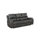 LINTON LEATHER SOFA W/DUAL RECLINER-GRAY