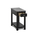 NOAH END TABLE WITH DRAWER-BLACK W/ FAUX MARBLE TOP