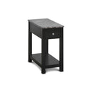 NOAH END TABLE WITH DRAWER-BLACK W/ FAUX MARBLE TOP